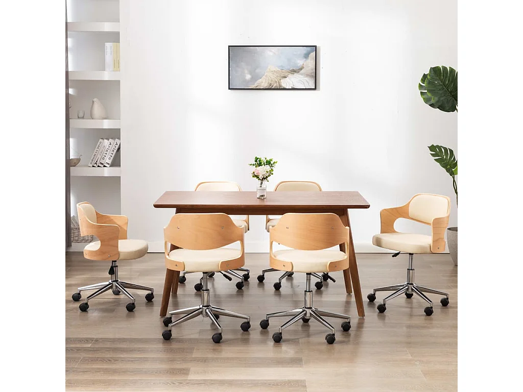 Chaises pivotantes à manger lot de 4 bois courbé et similicuir