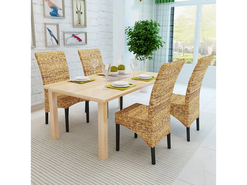 Eetkamerstoelen 2 st abaca en massief mangohout