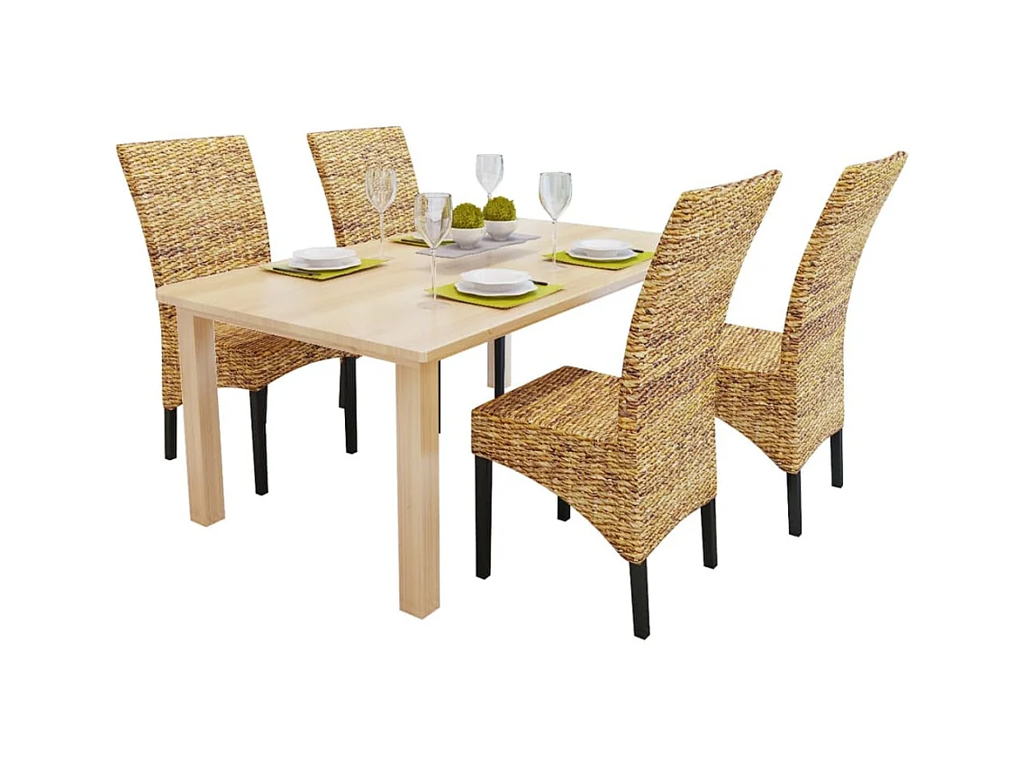 Chaises à manger lot de 4 bois solide de manguier et abaca