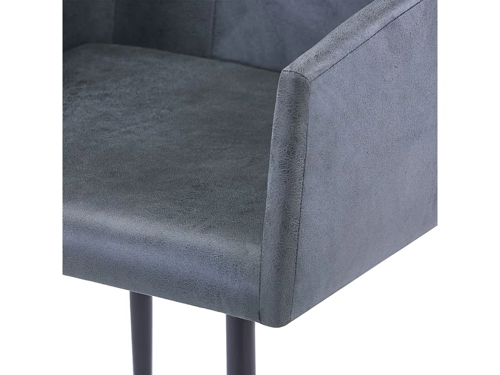 Chaises à manger et accoudoirs lot de 2 gris similicuir daim