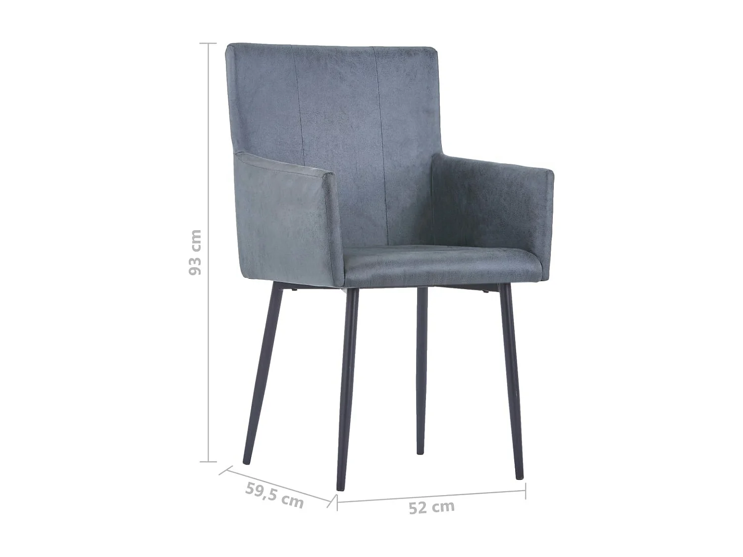 Chaises à manger et accoudoirs lot de 2 gris similicuir daim