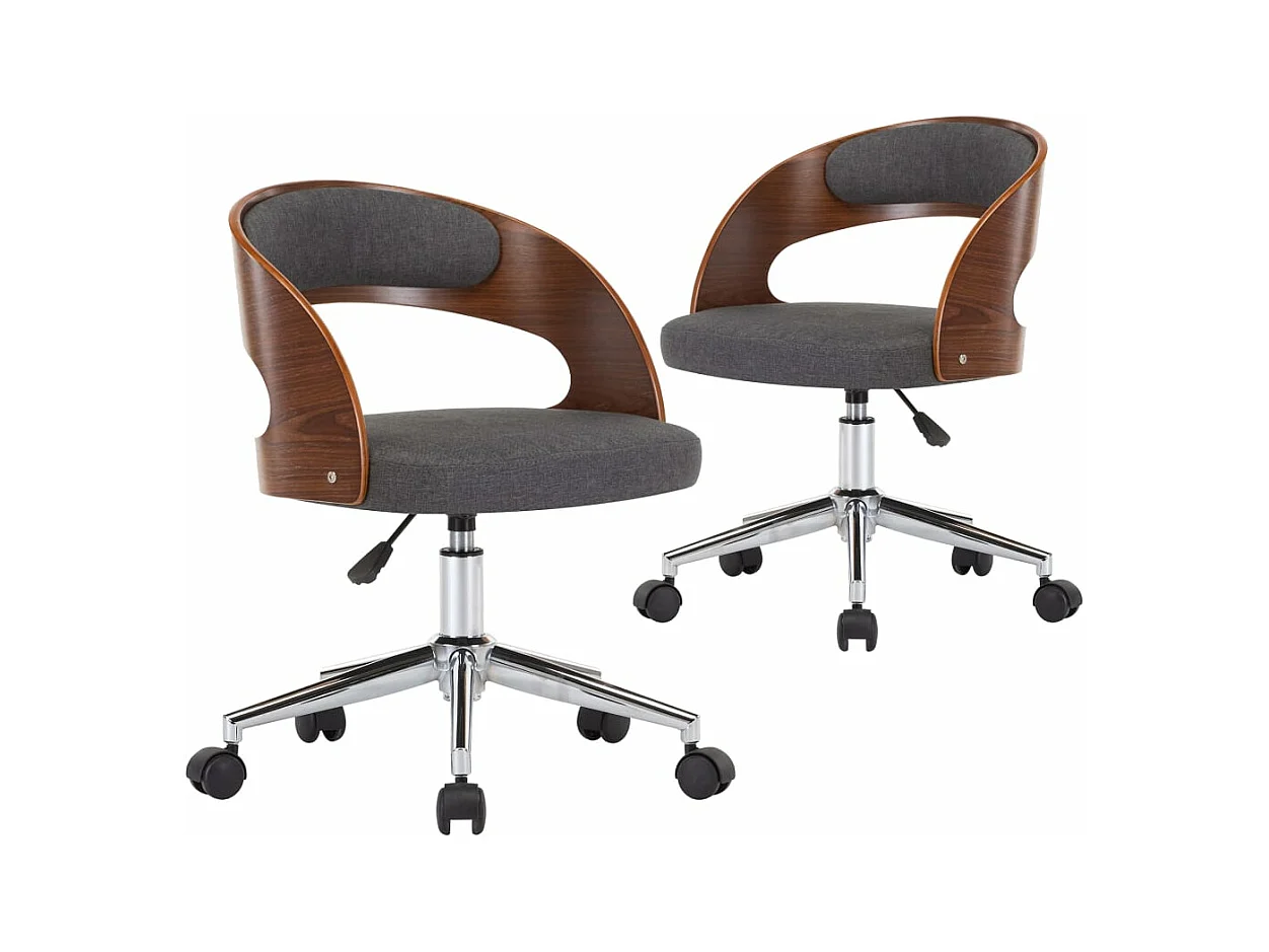 Chaises pivotantes à manger lot de 2 gris bois courbé et tissu