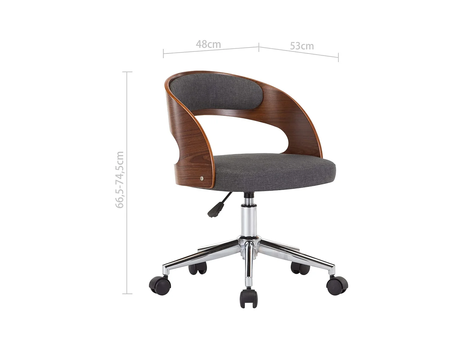 Chaises pivotantes à manger lot de 2 gris bois courbé et tissu