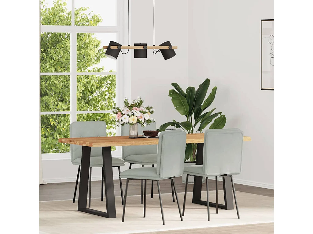 Chaises à manger lot de 4 Gris clair Velours