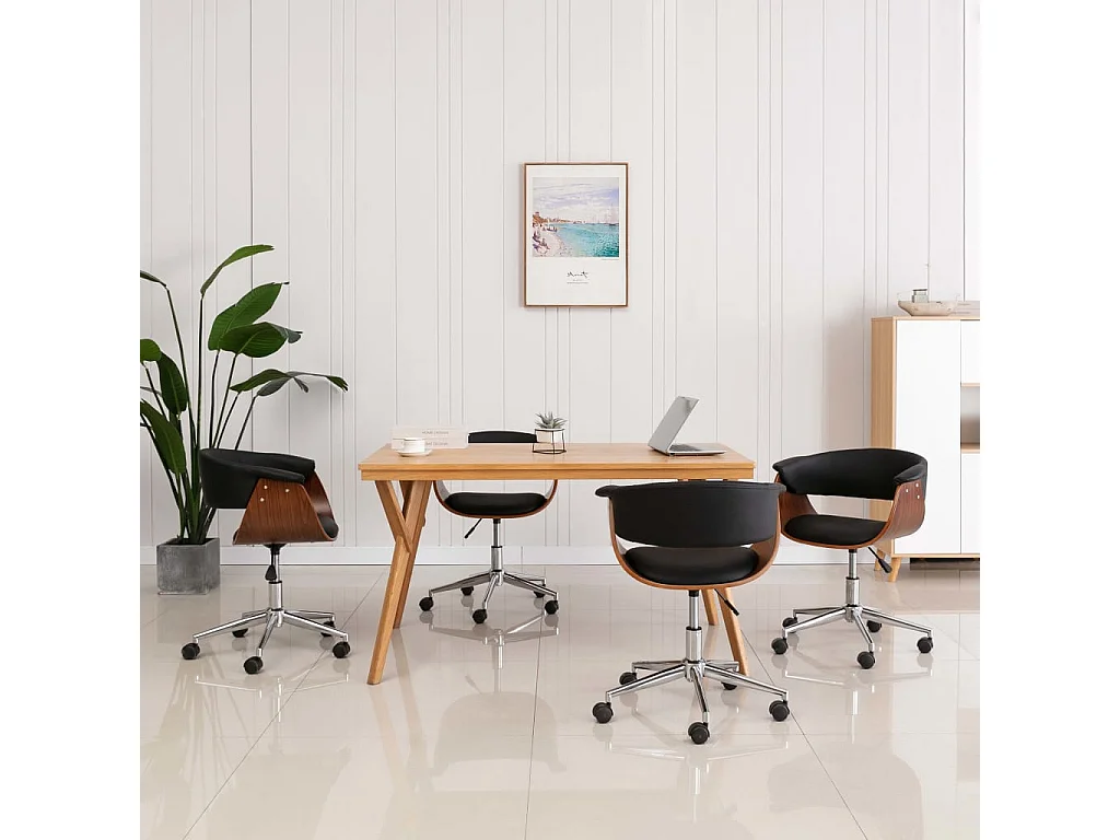 Eetkamerstoelen draaibaar 4 st kunstleer zwart