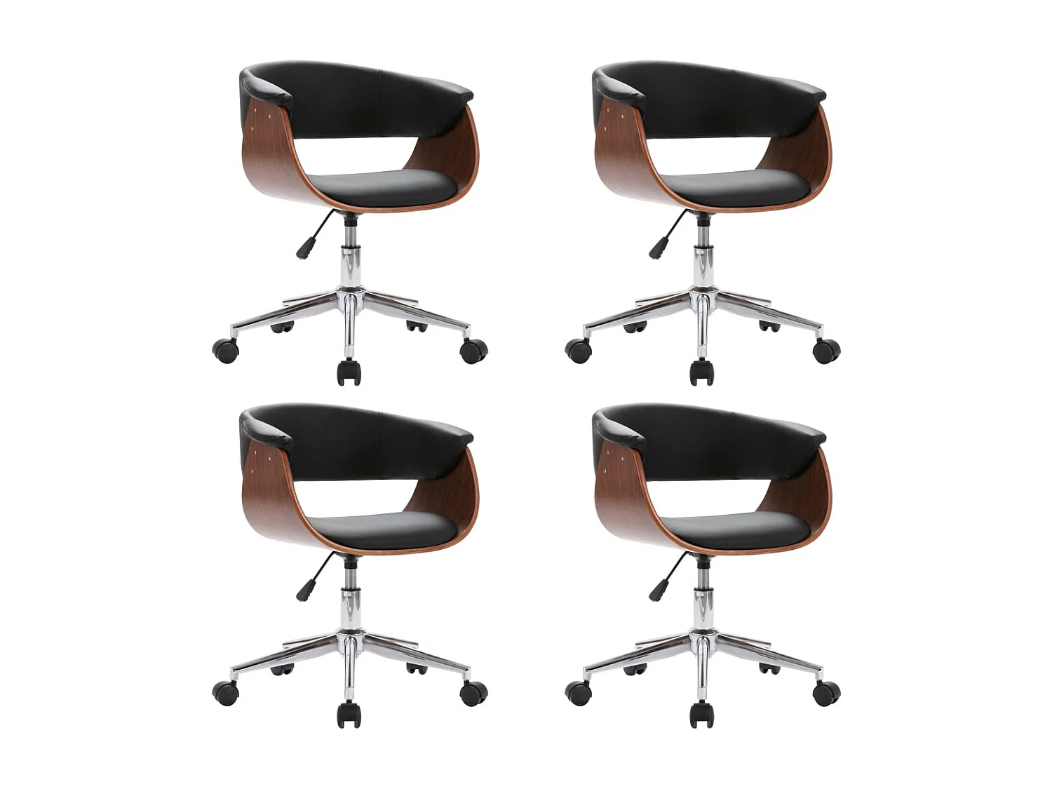 Eetkamerstoelen draaibaar 4 st kunstleer zwart