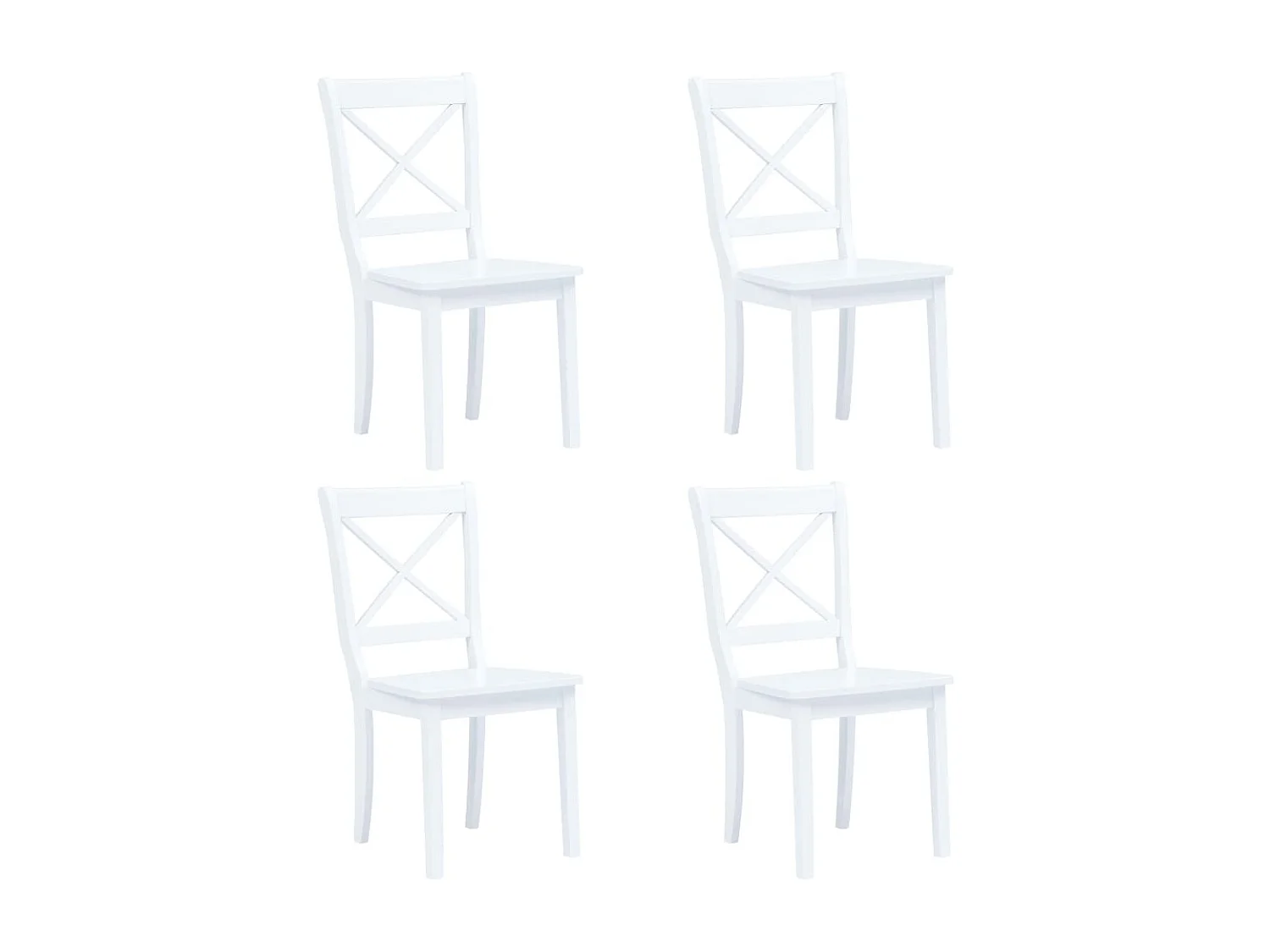 Chaises à manger lot de 4 blanc bois d'hévéa massif