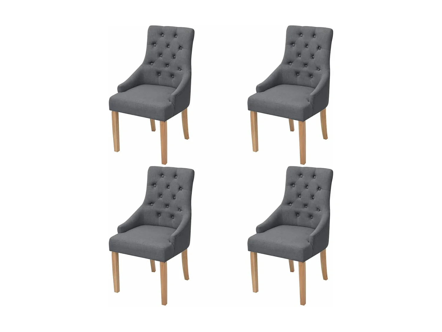 Eetkamerstoelen 4 st stof donkergrijs