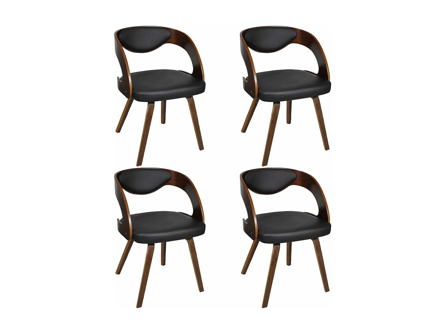 Chaises à manger lot de 4 marron bois courbé et similicuir