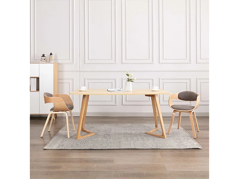 Chaises à manger lot de 2 bois courbé et tissu taupe