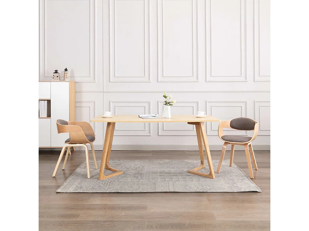 Eetkamerstoelen 2 st gebogen hout en stof taupe