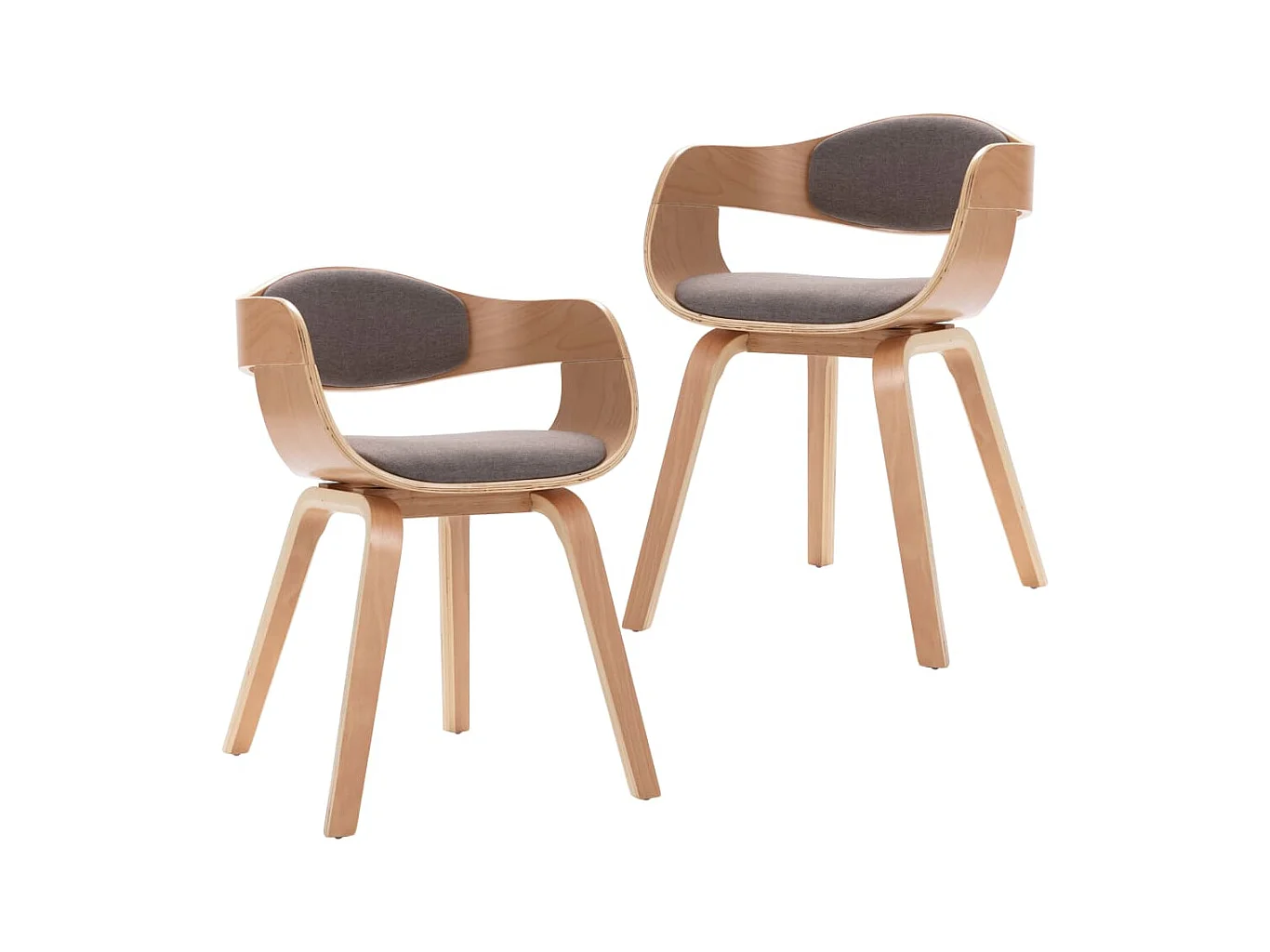 Chaises à manger lot de 2 bois courbé et tissu taupe