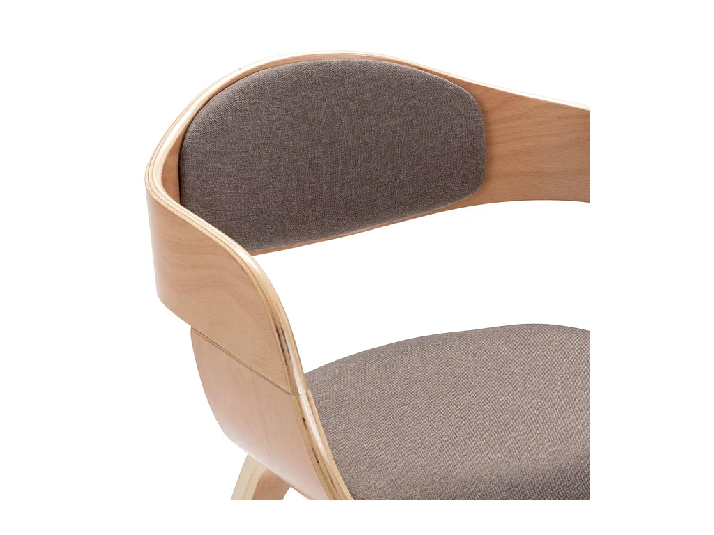 Chaises à manger lot de 2 bois courbé et tissu taupe