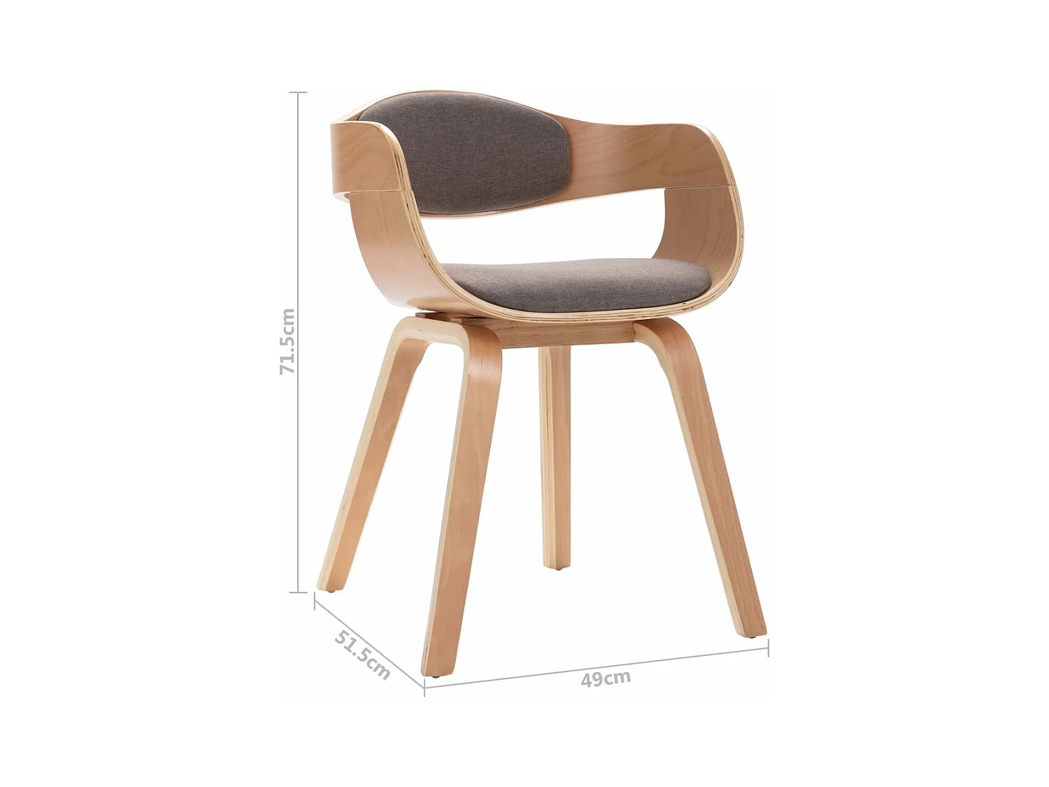 Chaises à manger lot de 2 bois courbé et tissu taupe