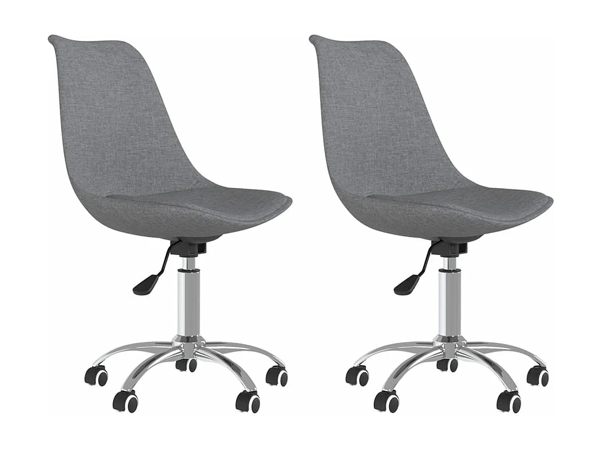 Cadeiras de jantar giratórias 2 peças tecido cinzento-claro