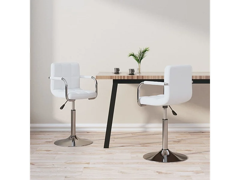 Eetkamerstoelen draaibaar 2 st kunstleer wit