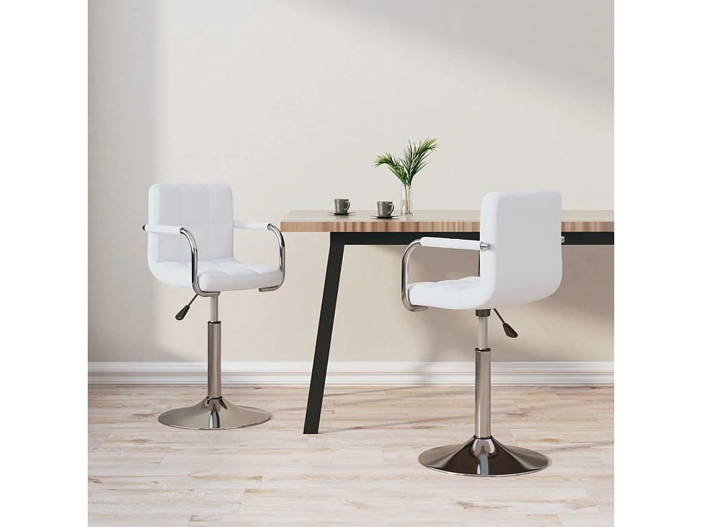 Eetkamerstoelen draaibaar 2 st kunstleer wit