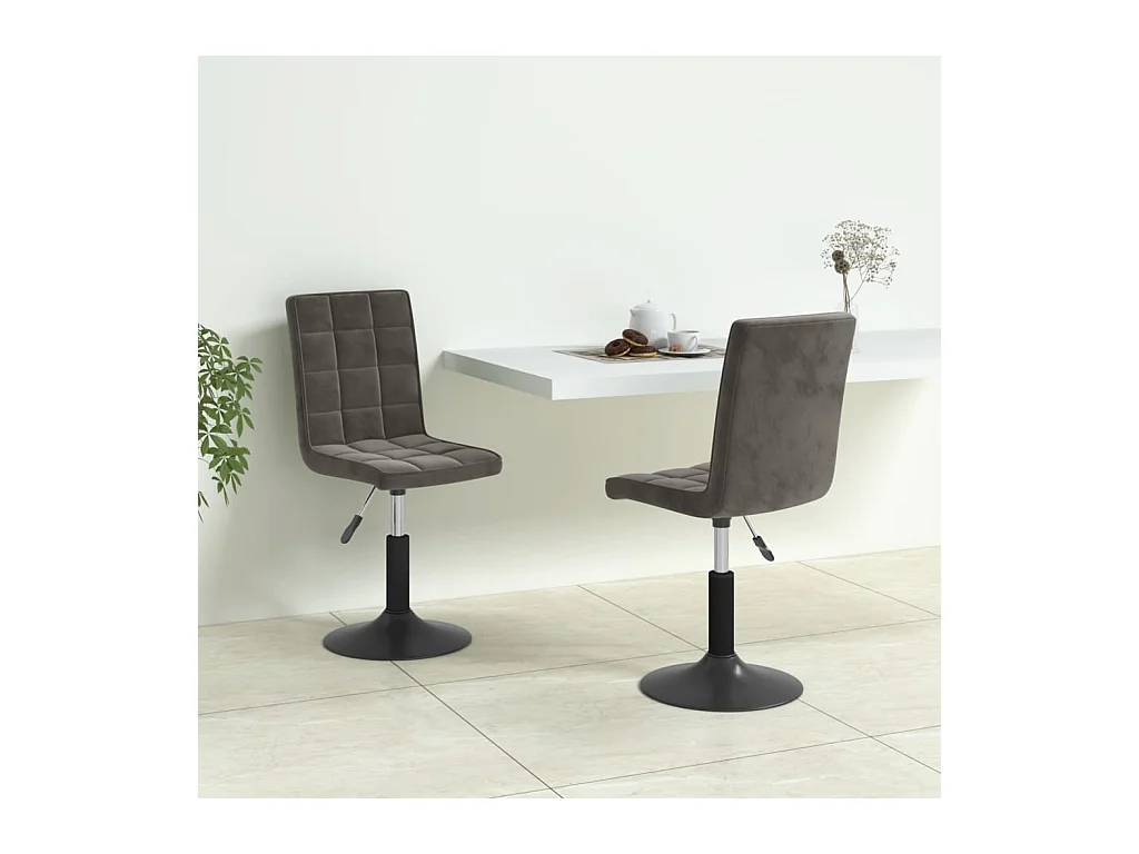 Chaises pivotantes à manger lot de 2 gris foncé velours