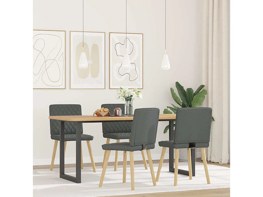 Chaises à manger lot de 4 gris foncé tissu