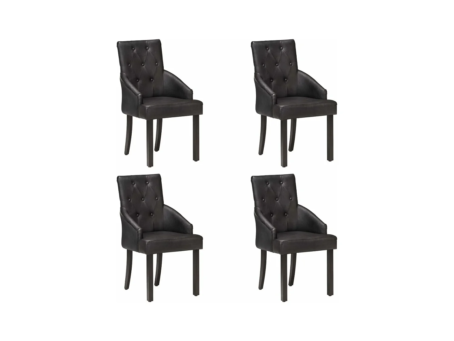 Chaises à manger lot de 4 noir cuir de chèvre véritable