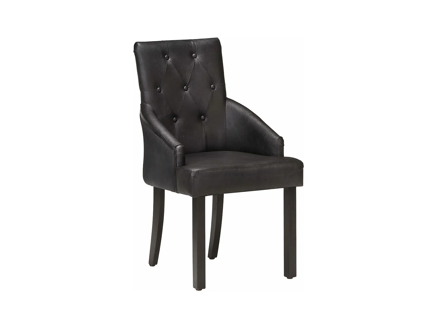 Chaises à manger lot de 4 noir cuir de chèvre véritable