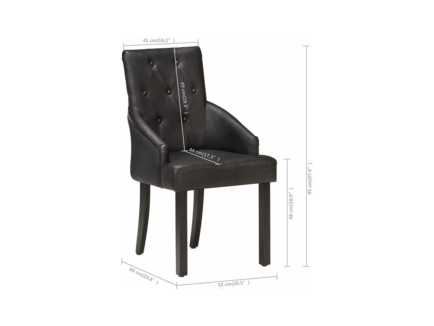 Chaises à manger lot de 4 noir cuir de chèvre véritable