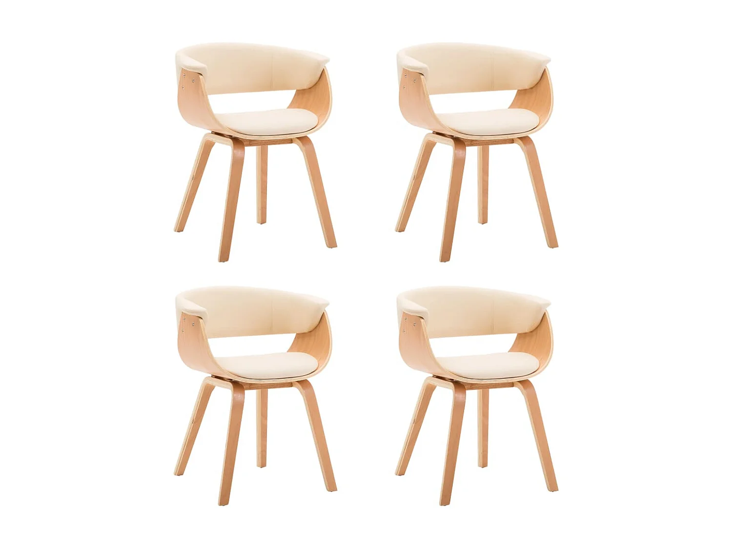 Chaises à manger lot de 4 crème bois courbé et similicuir