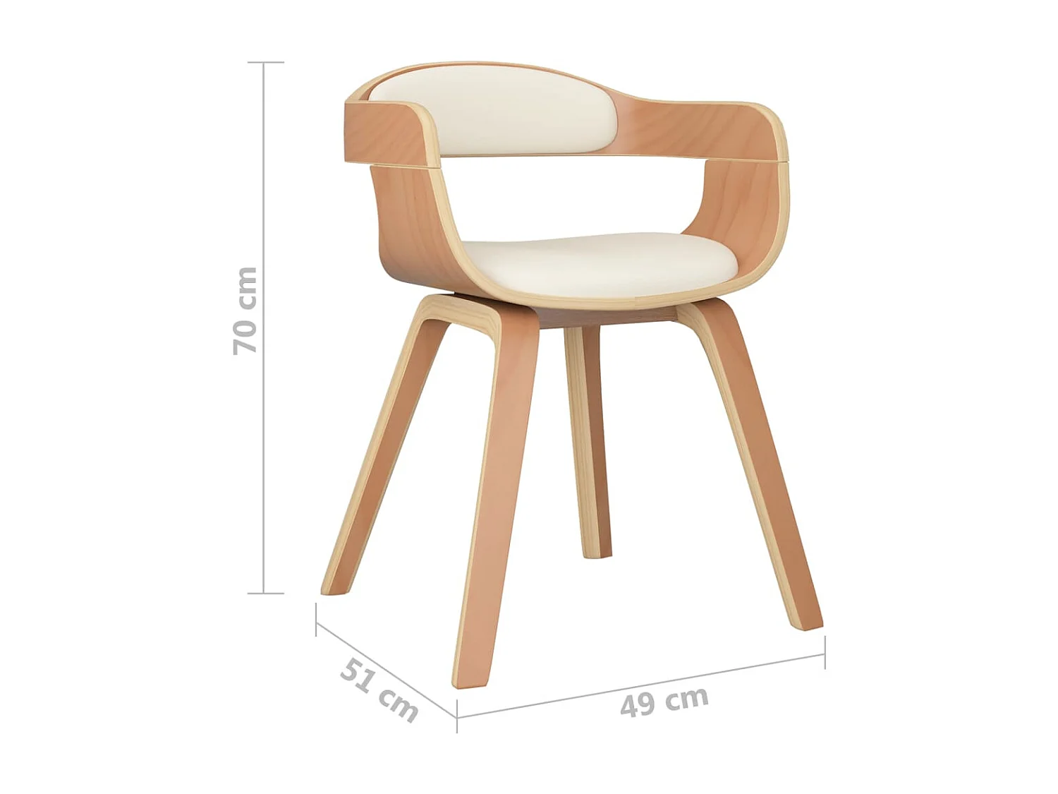 Sillas de comedor 4 unidades cuero sintético y madera curvada crema