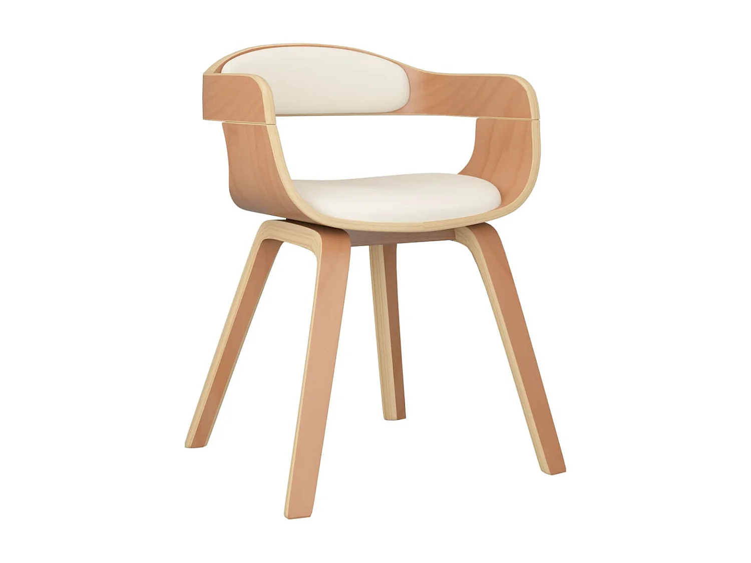 Sillas de comedor 4 unidades cuero sintético y madera curvada crema