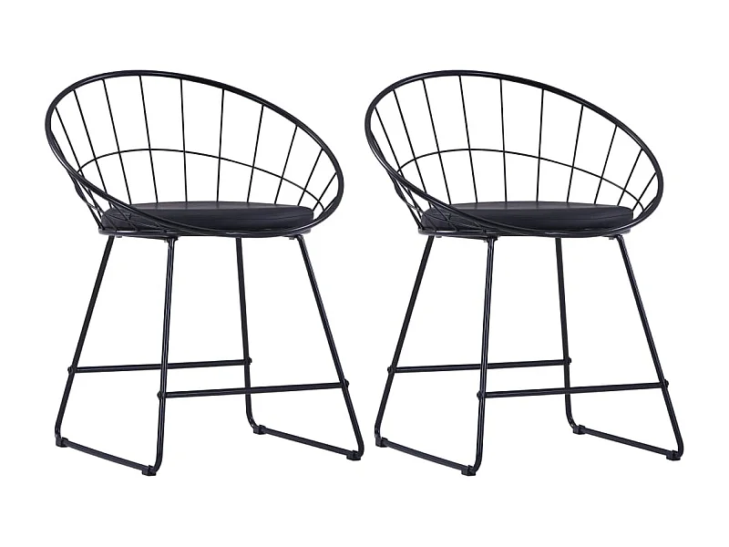 Sillas de comedor asientos de cuero sintético 2 unidades acero negro