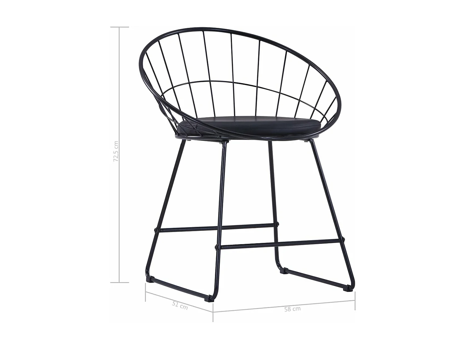 Chaises à manger Siège en similicuir lot de 2 noir acier