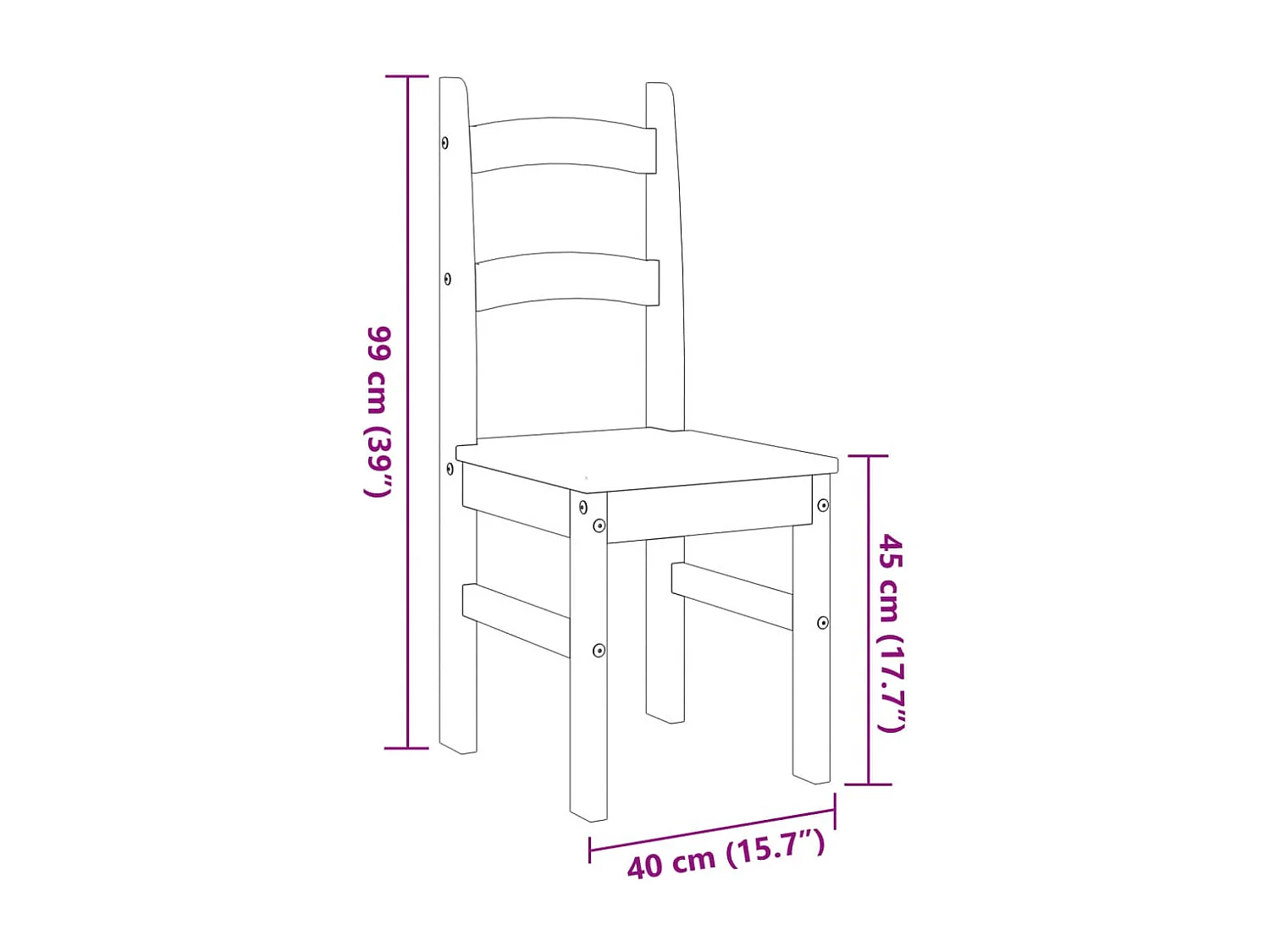 Chaises à manger lot de 2 blanc 40x46x99 cm bois massif de pin