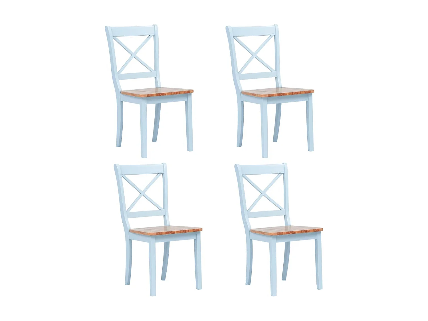 Chaises à manger lot de 4 gris/bois clair bois d'hévéa massif