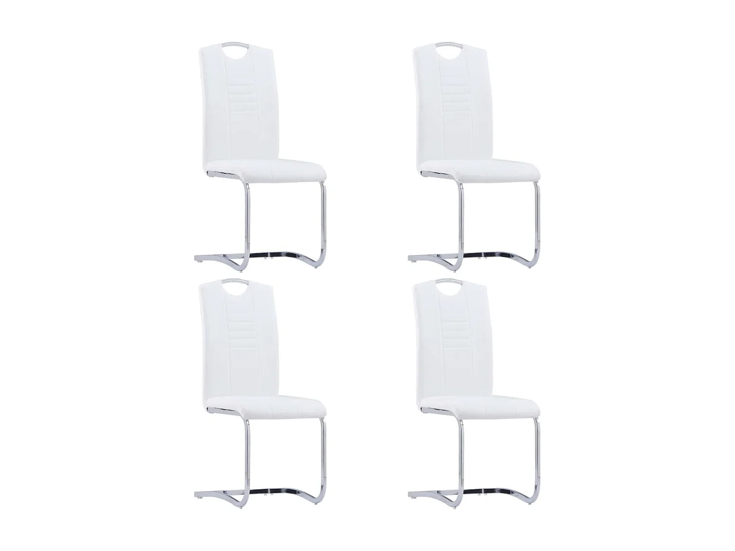 Cadeiras de jantar cantilever 4 peças couro artificial branco