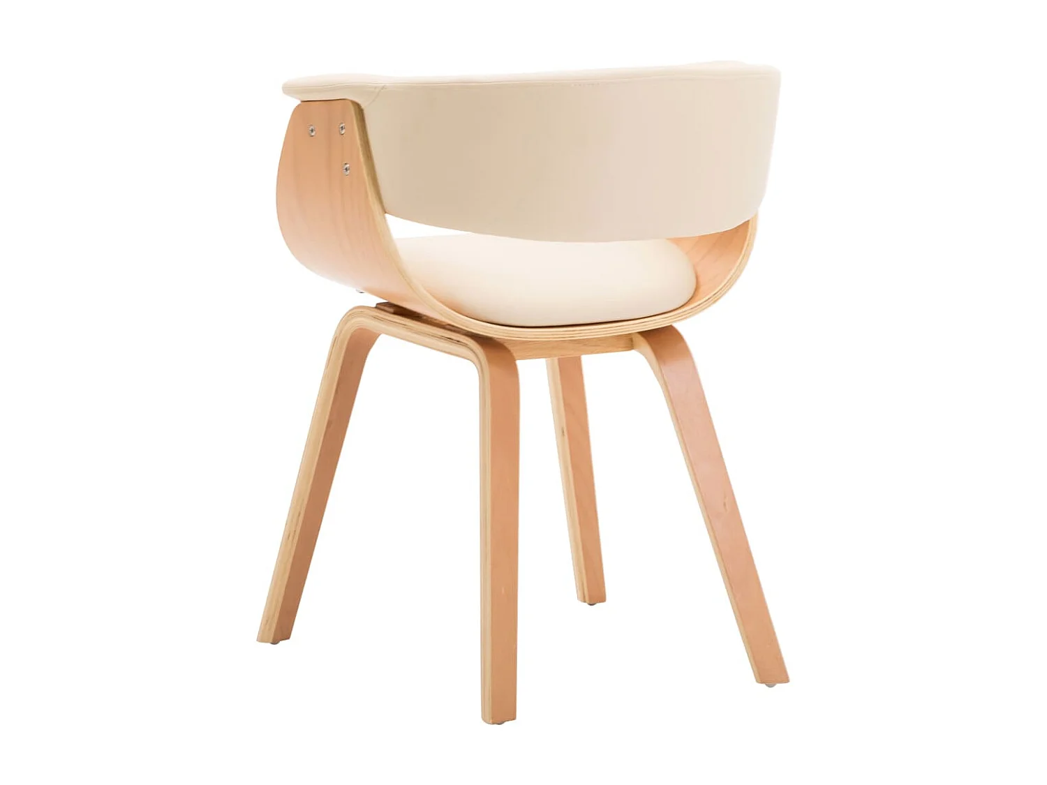 Sillas de comedor 2 unidades madera curvada y cuero sintético crema