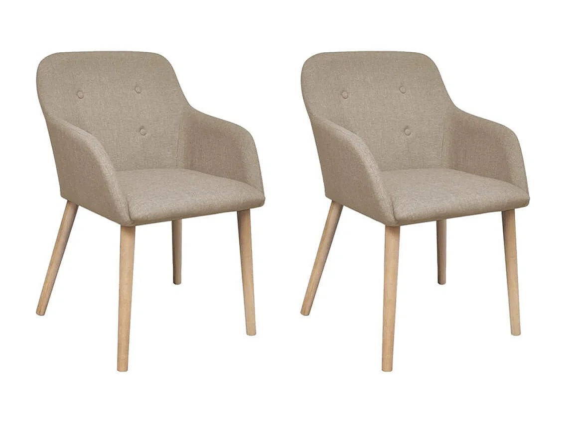 Chaises à manger lot de 2 beige tissu et chêne massif