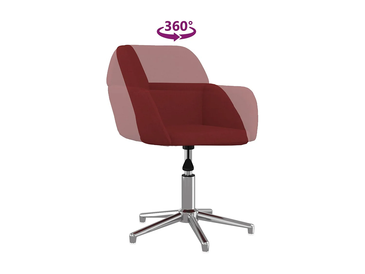 Chaises pivotantes à manger lot de 2 Rouge bordeaux Tissu