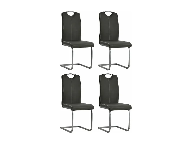 Chaises à manger cantilever lot de 4 gris similicuir