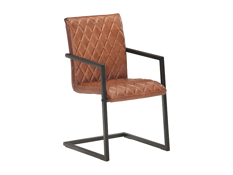 Cadeiras de jantar cantilever 4 peças couro genuíno castanho