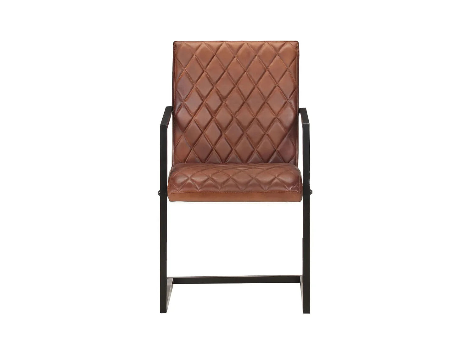 Chaises à manger cantilever lot de 4 marron cuir véritable