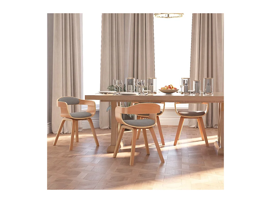 Chaises à manger lot de 4 taupe bois courbé et tissu