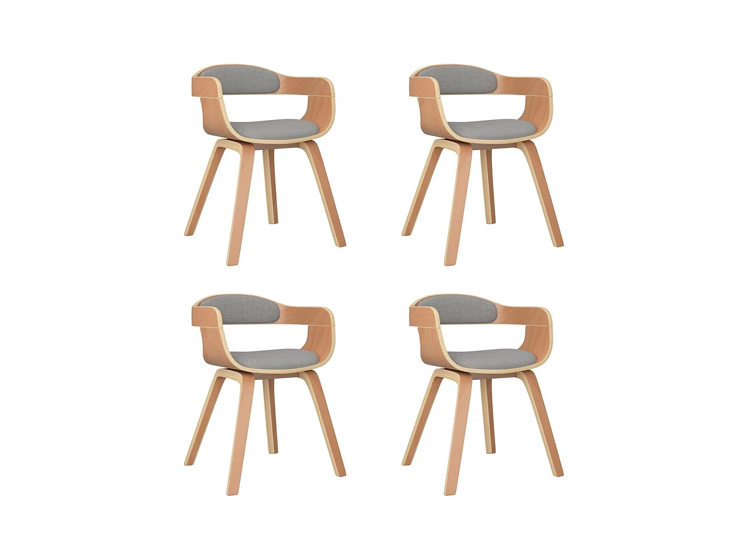 Chaises à manger lot de 4 taupe bois courbé et tissu