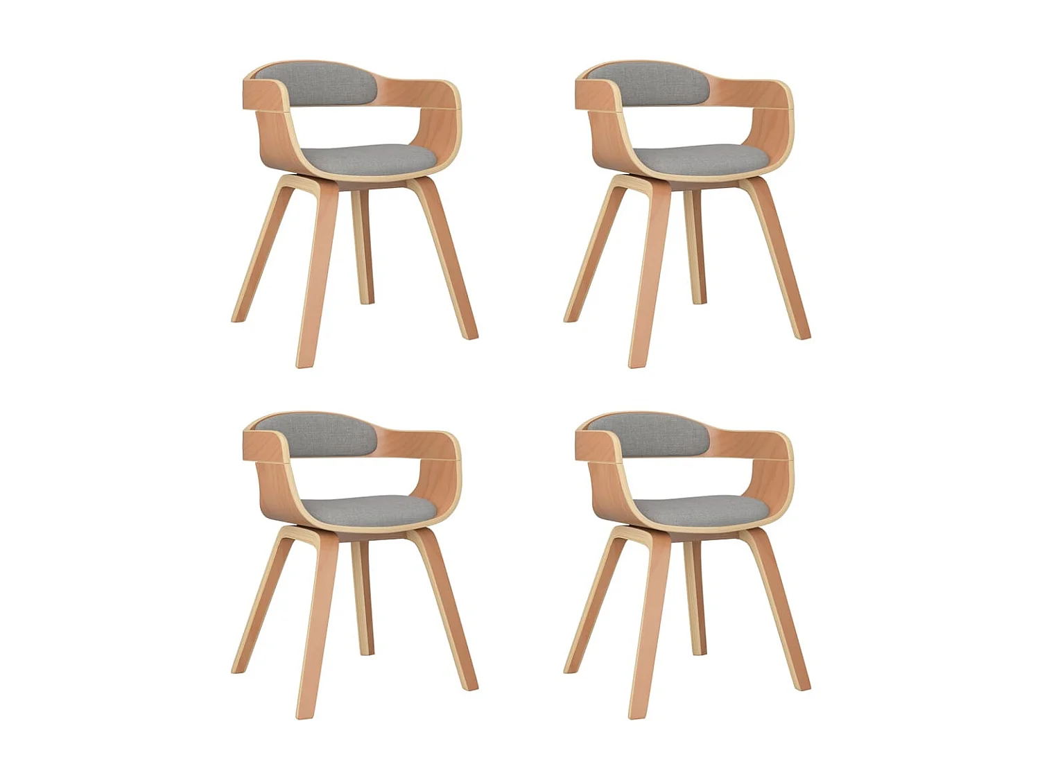 Chaises à manger lot de 4 taupe bois courbé et tissu