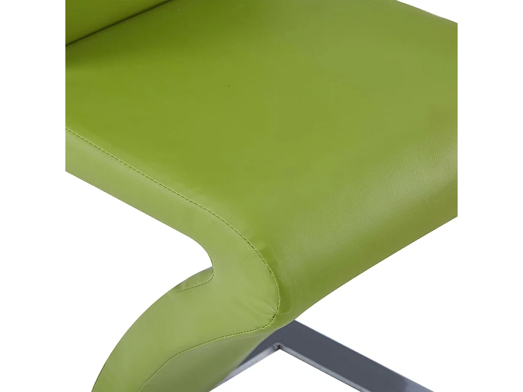 Chaises à manger avec forme de zigzag lot de 2 vert similicuir