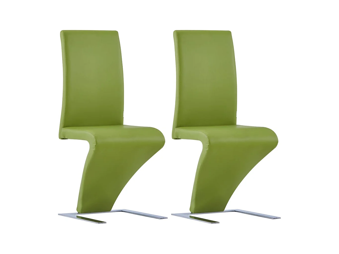 Sillas de comedor forma de zigzag 2 unidades cuero sintético verde