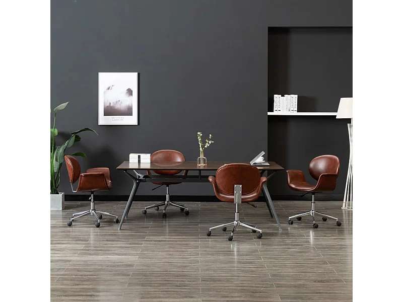 Chaises pivotantes à manger lot de 4 marron similicuir
