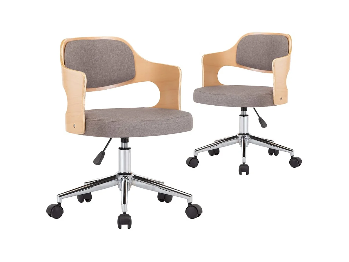 Chaises pivotantes à manger lot de 2 taupe bois courbé et tissu