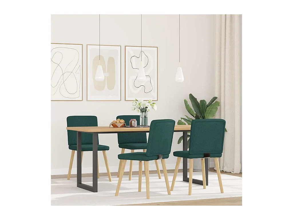Chaises à manger lot de 4 vert foncé tissu