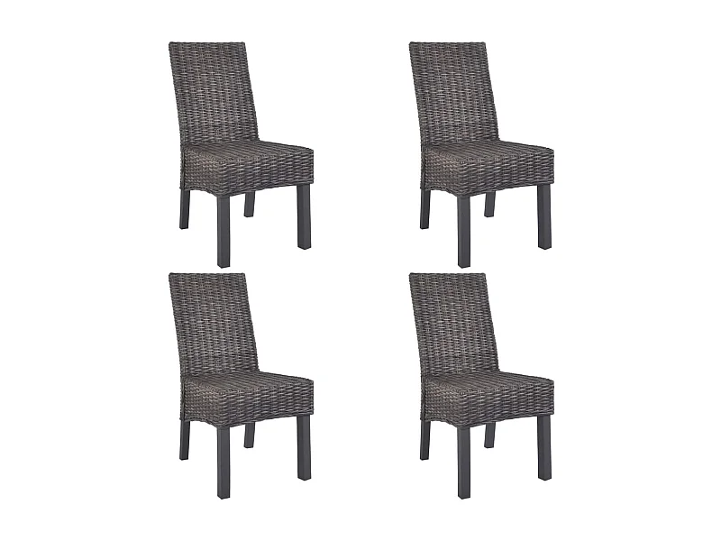 Eetkamerstoelen 4 st kubu rattan en mangohout bruin