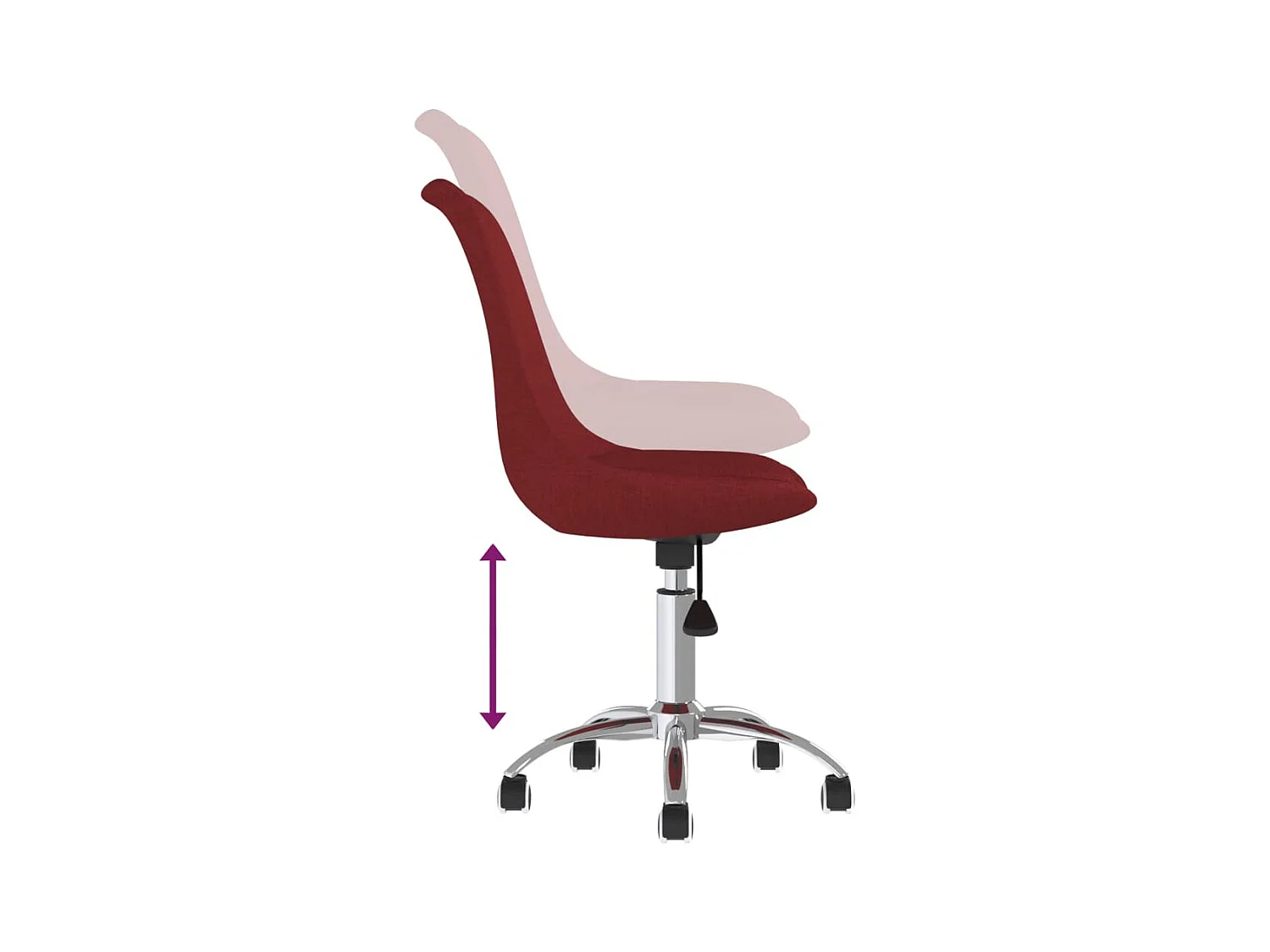 Chaises pivotantes à manger lot de 2 Rouge bordeaux Tissu